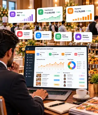 Business performance dashboard on a laptop
